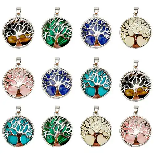 Une image de Le cadeau idéal pour une petite amie spirituelle et amoureuse de jardinage est l'ensemble de pendentifs arbre de vie TOAOB